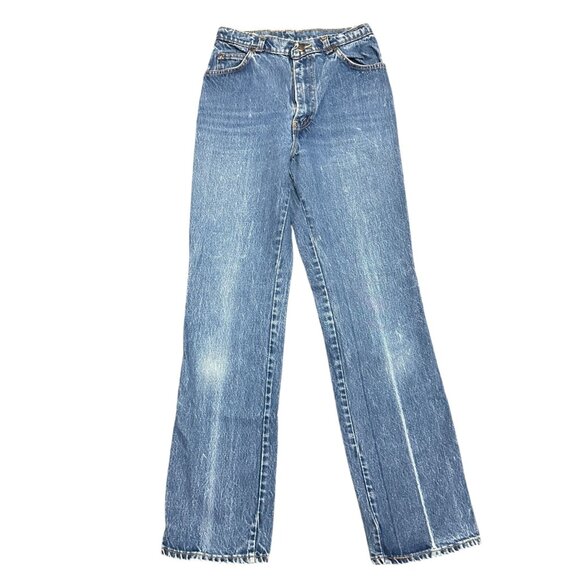 Vintage H.I.S. 10/11 Chic Blue Mom Jeans High Waist Straight Creased Made in USA - Picture 2 of 16